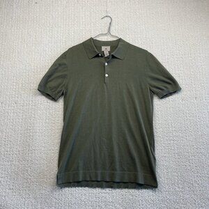 H&M Silk Blend Military Olive Green Men's Slim Fit Polo Shirt Size S Preppy Read